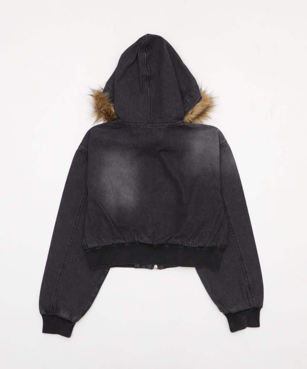 ファーフードデニムショートブルゾン