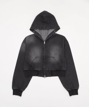 ファーフードデニムショートブルゾン