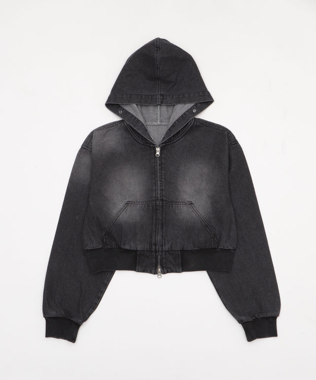 ファーフードデニムショートブルゾン