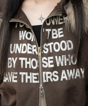 ファーフードショートZIPパーカー