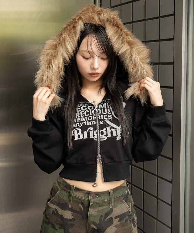 ファーフードショートZIPパーカー｜WEGO（ウィゴー） – WEGO