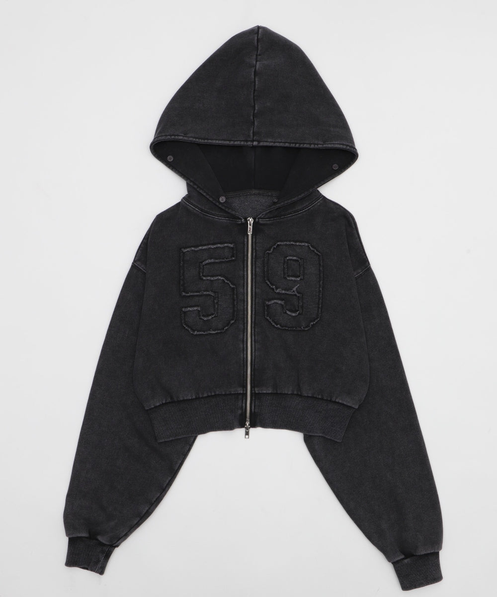 ファーフードショートZIPパーカー