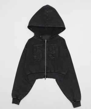 ファーフードショートZIPパーカー