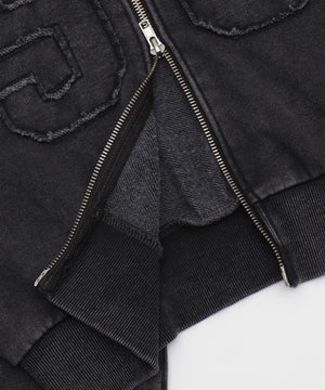 ファーフードショートZIPパーカー