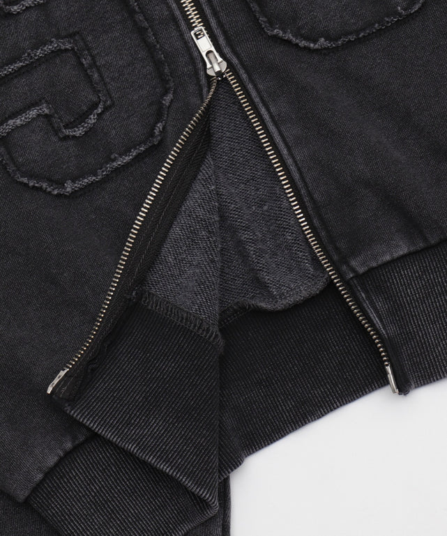 ファーフードショートZIPパーカー