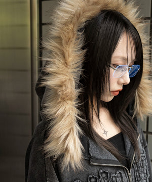 ファーフードBIGZIPパーカー