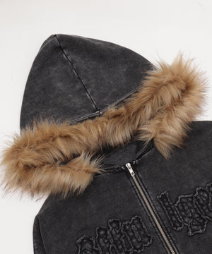 ファーフードBIGZIPパーカー