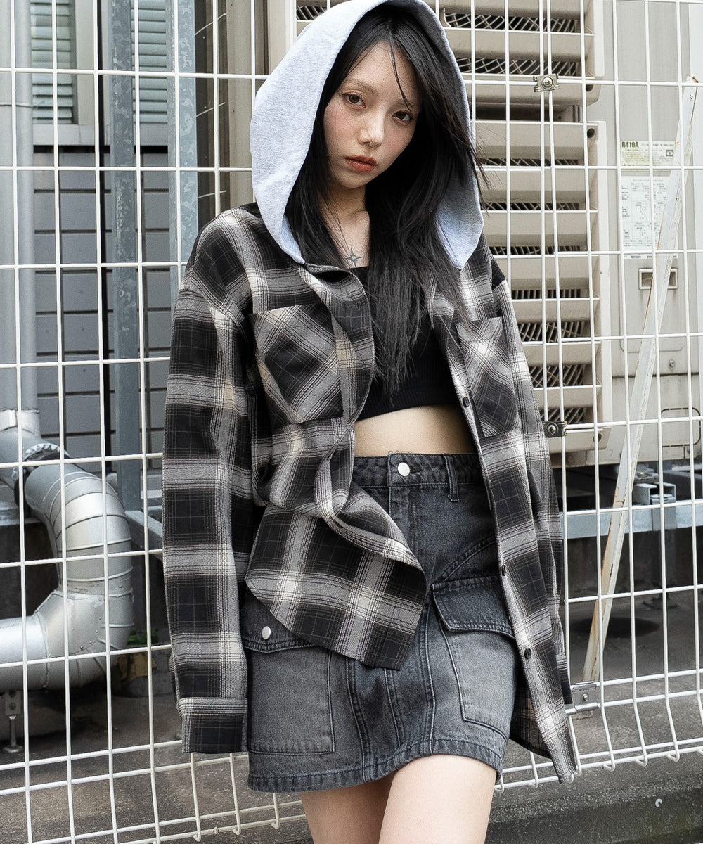 ブラウンチェック１　モデル：159cm F着用