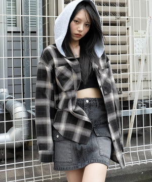 ブラウンチェック１　モデル：159cm F着用