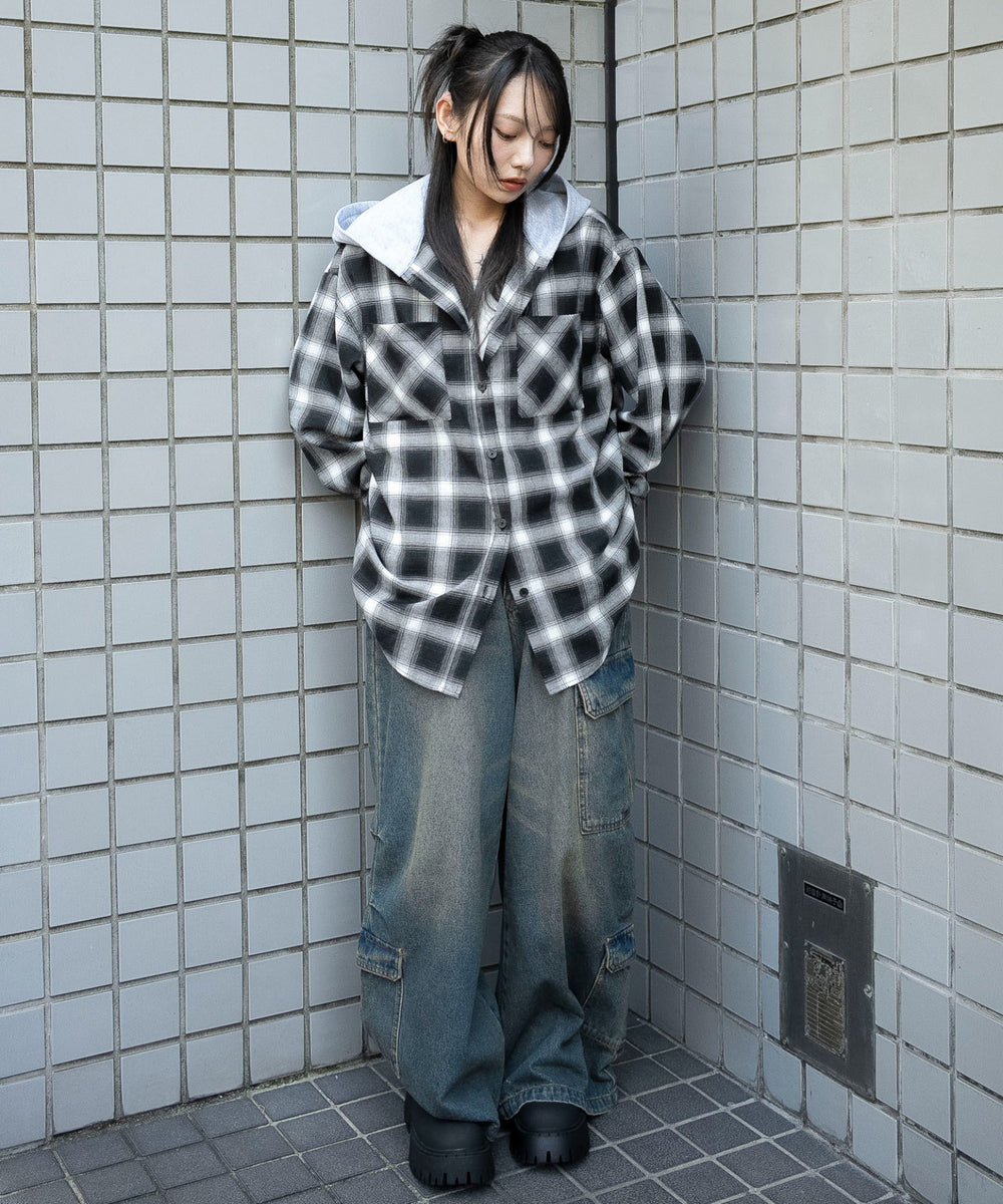 ブラックチェック１　モデル：159cm F着用