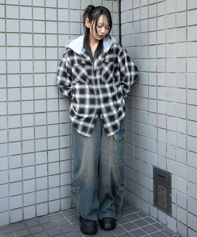 ブラックチェック１　モデル：159cm F着用