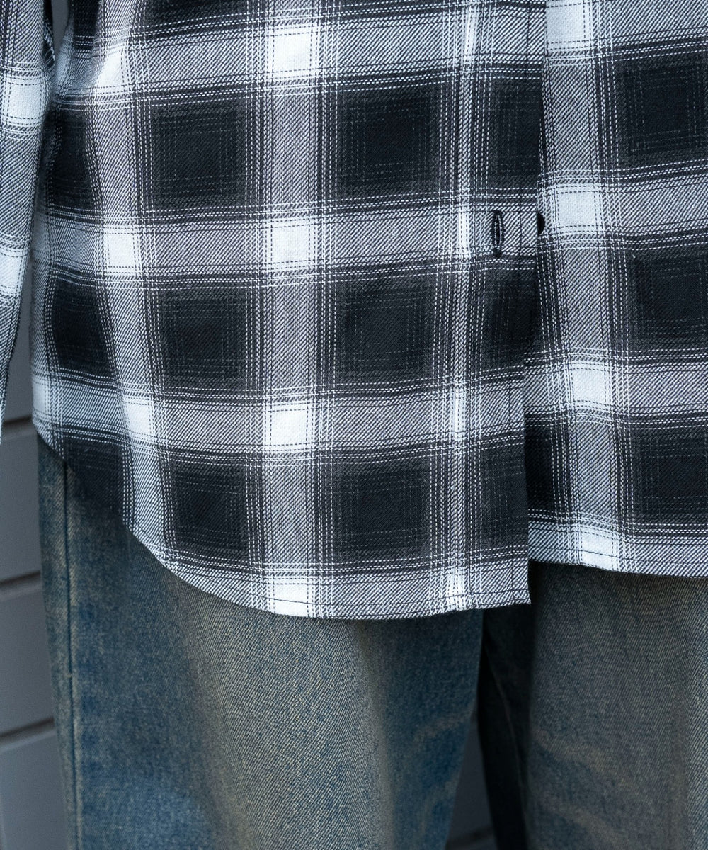 裏毛フードチェックシャツ