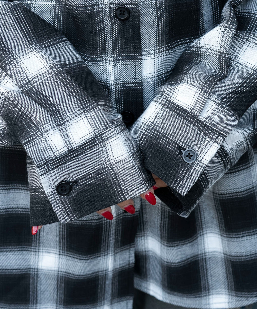 裏毛フードチェックシャツ