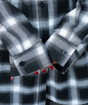 裏毛フードチェックシャツ