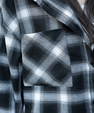 裏毛フードチェックシャツ