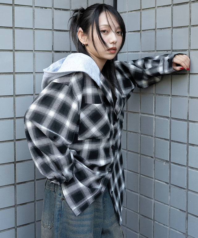 ブラックチェック１　モデル：159cm F着用