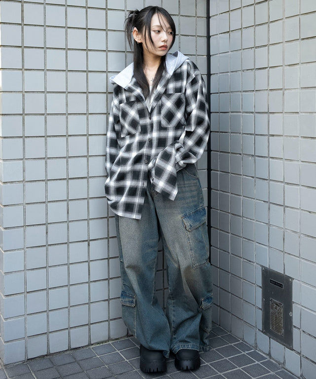 ブラックチェック１　モデル：159cm F着用