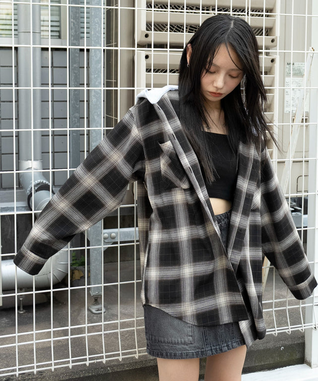 ブラウンチェック１　モデル：159cm F着用