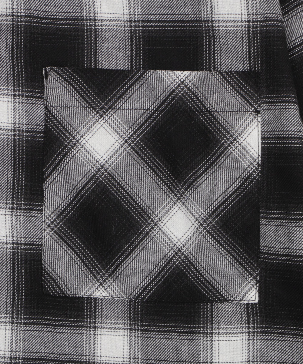 裏毛フードチェックシャツ