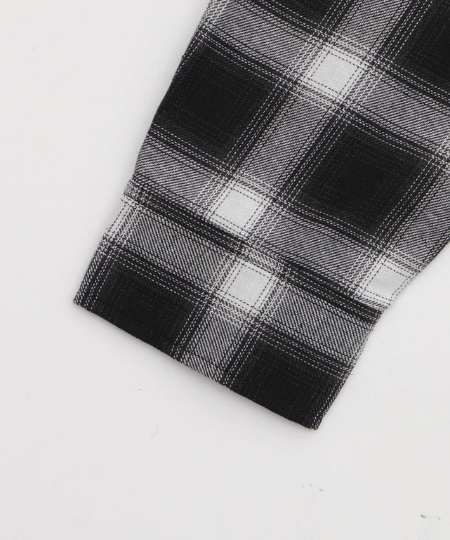 裏毛フードチェックシャツ