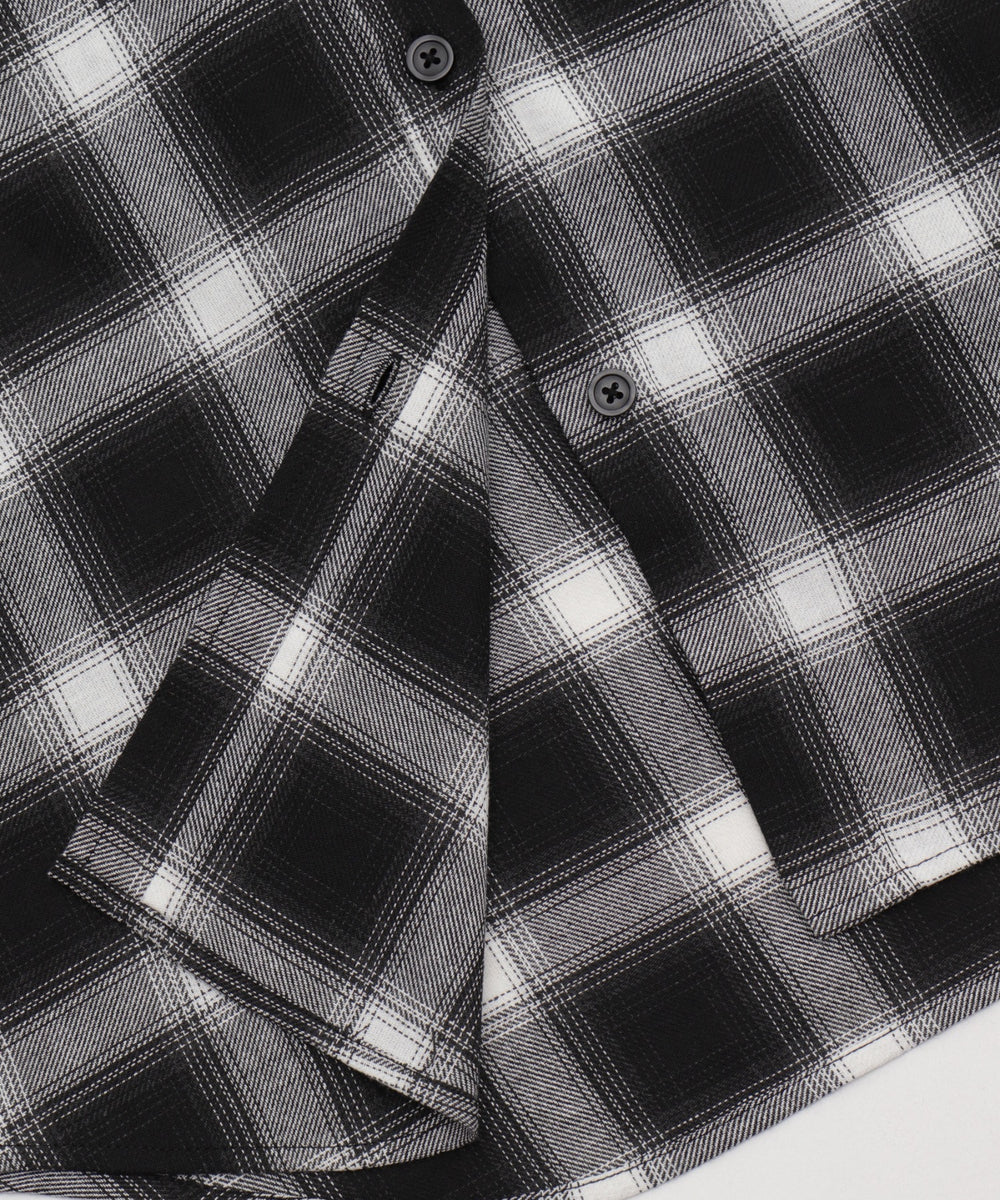 裏毛フードチェックシャツ