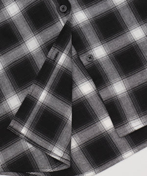 裏毛フードチェックシャツ