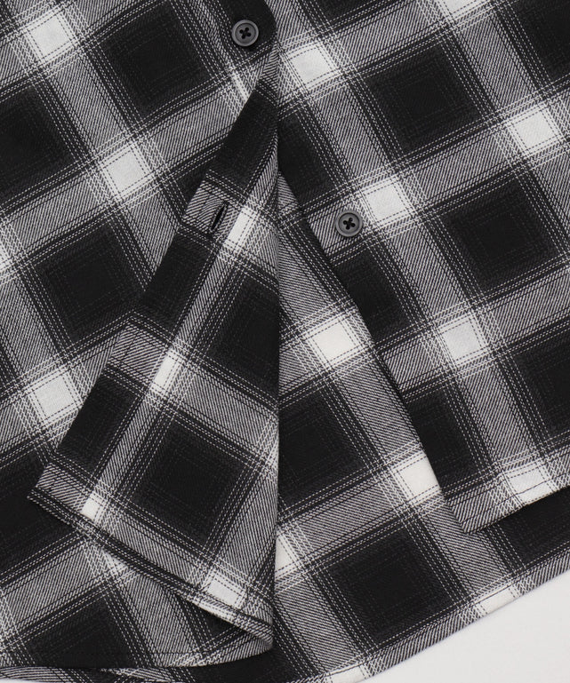 裏毛フードチェックシャツ