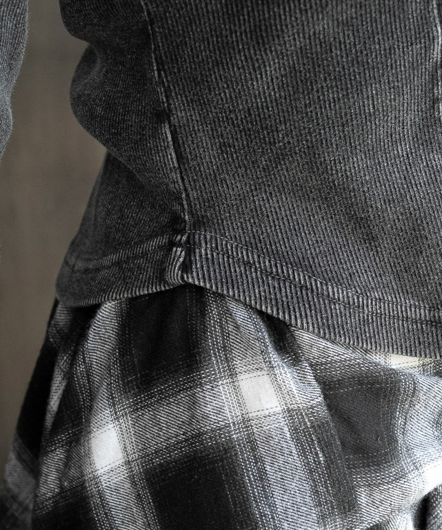 ヴィンテージウォッシュネックリボントップス