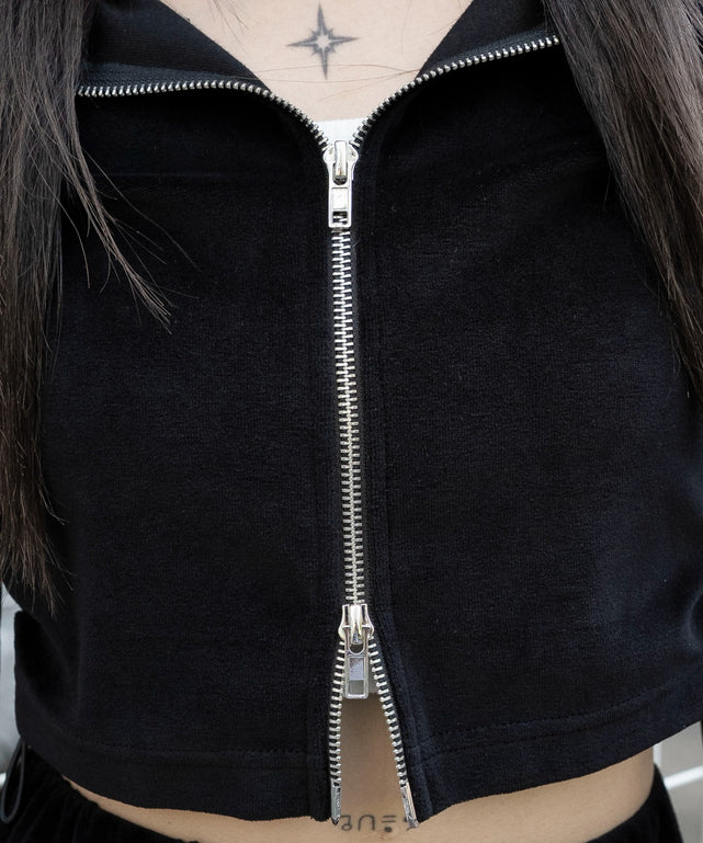 ベロアショートZIPパーカー