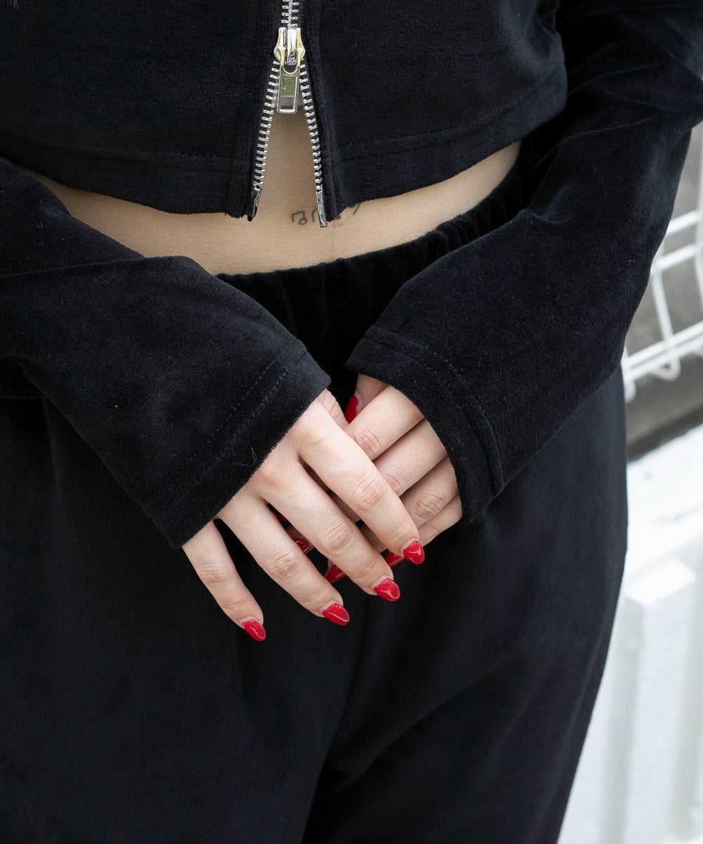 ベロアショートZIPパーカー