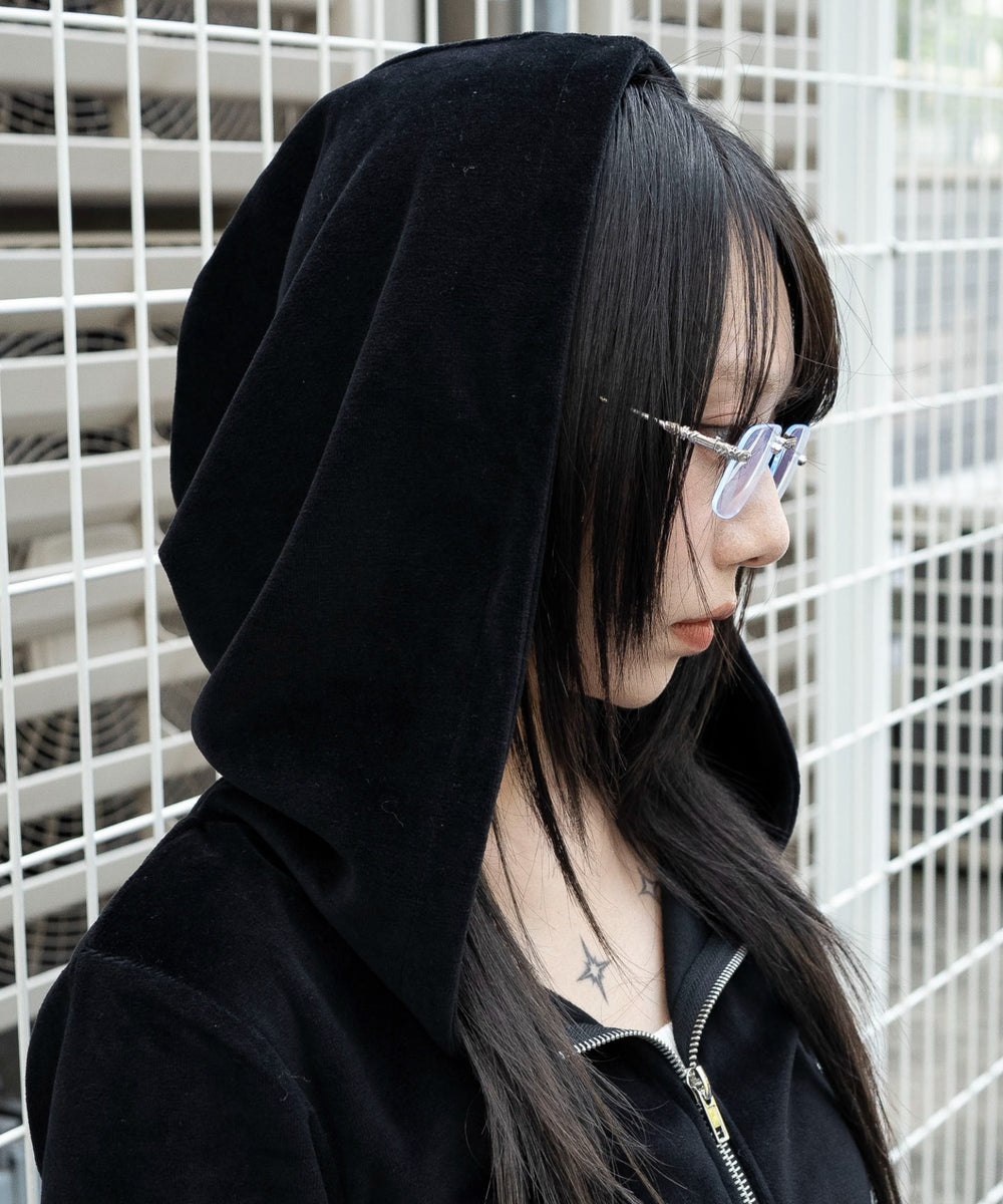 ベロアショートZIPパーカー