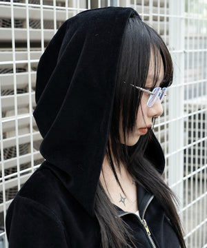 ベロアショートZIPパーカー