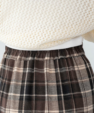 チェックアシンメトリーフリルロングスカート