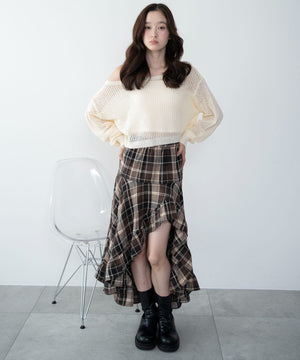 ブラウンチェック１　163cm F着用