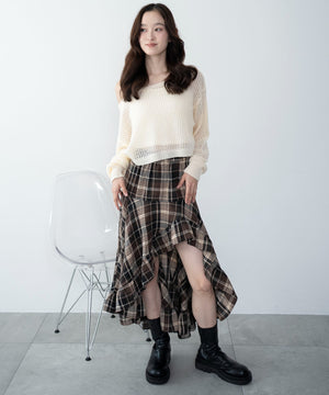 ブラウンチェック１　163cm F着用