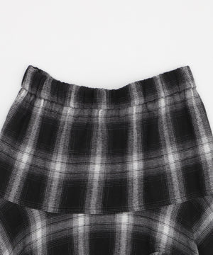 チェックアシンメトリーフリルロングスカート