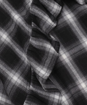 チェックアシンメトリーフリルロングスカート