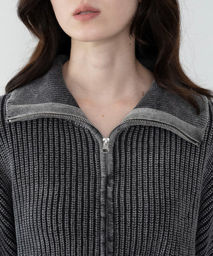 ダブルジップショートニットブルゾン