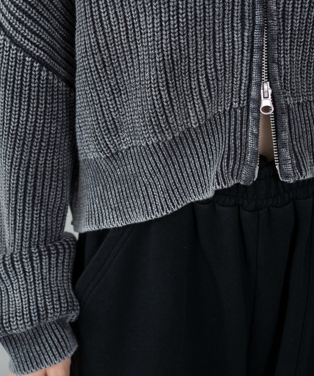 ダブルジップショートニットブルゾン