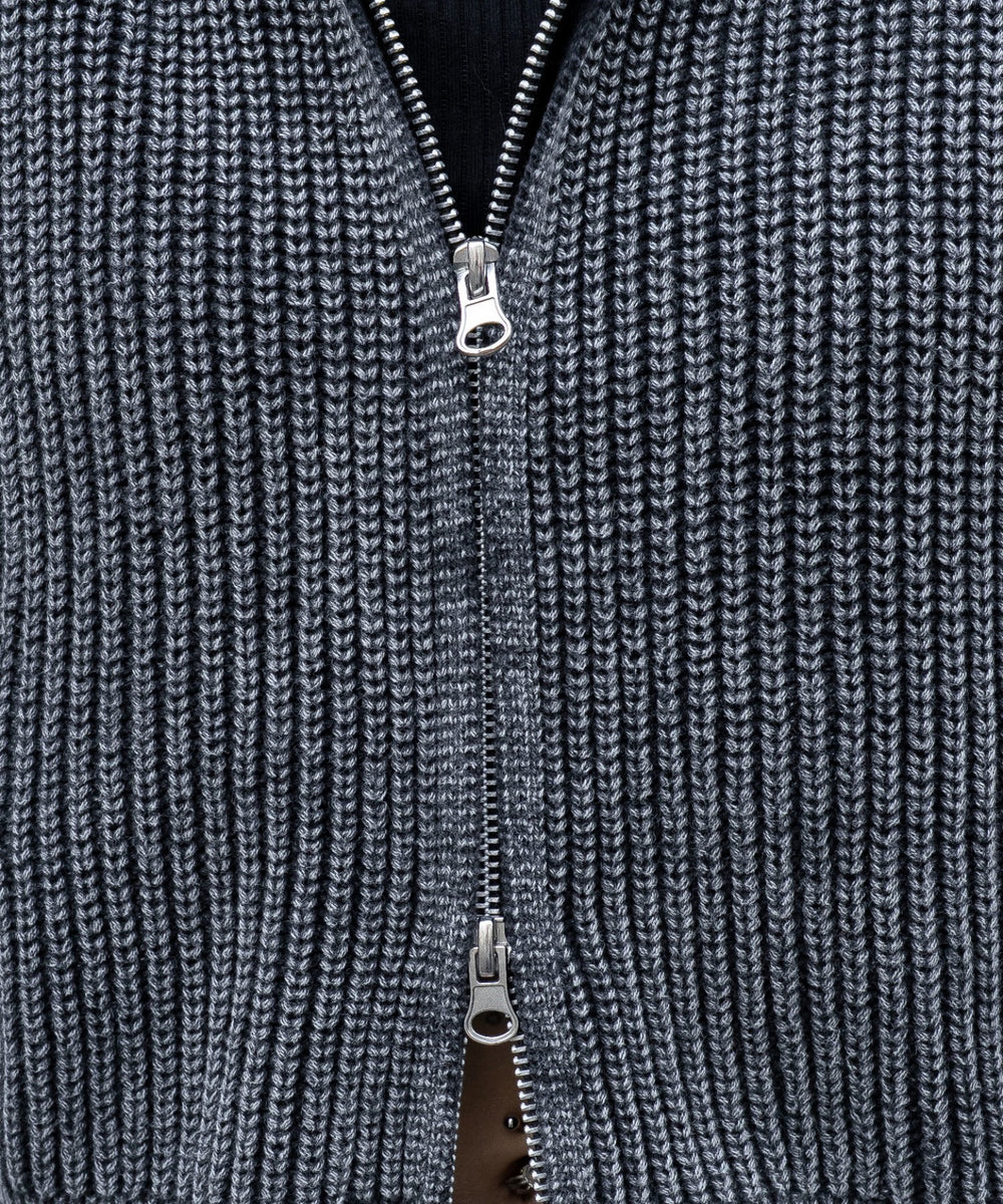 ダメージニットジップパーカー