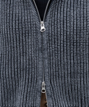 ダメージニットジップパーカー