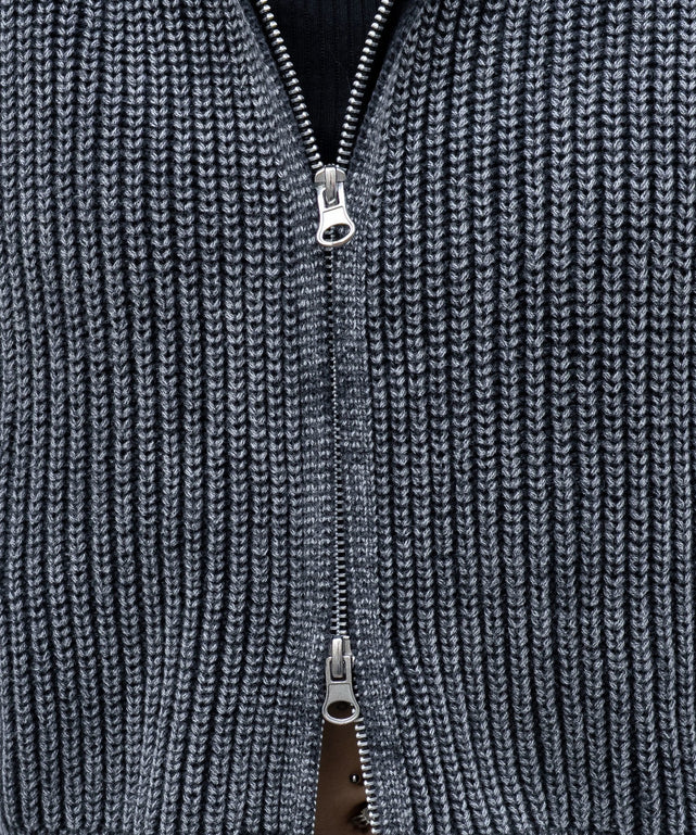 ダメージニットジップパーカー