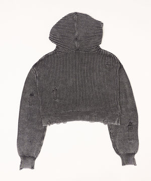 ダメージニットジップパーカー