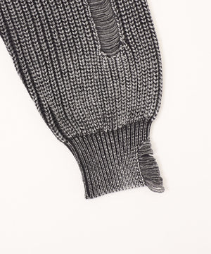 ダメージニットジップパーカー