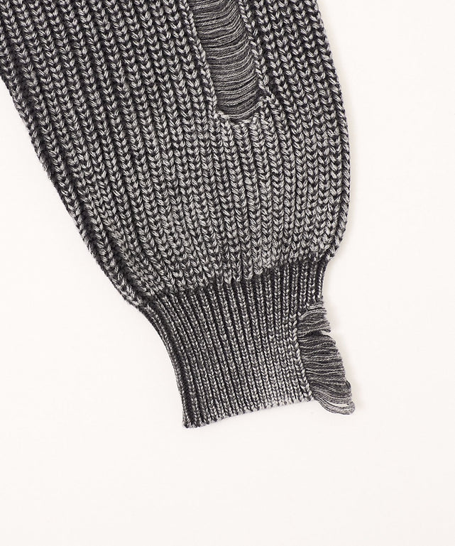 ダメージニットジップパーカー