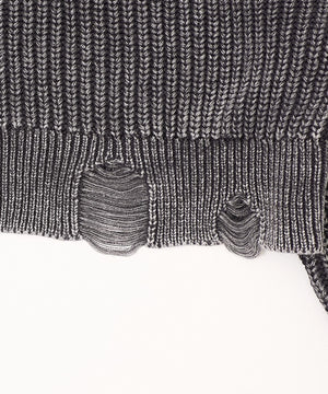 ダメージニットジップパーカー