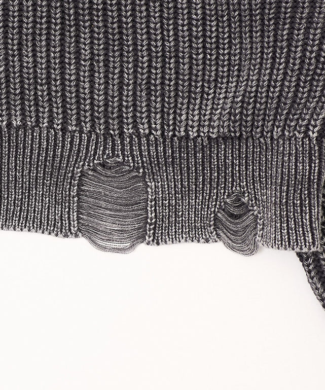 ダメージニットジップパーカー