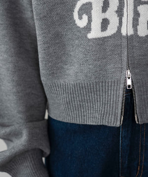 グラフィックジャガードニットZIPパーカー