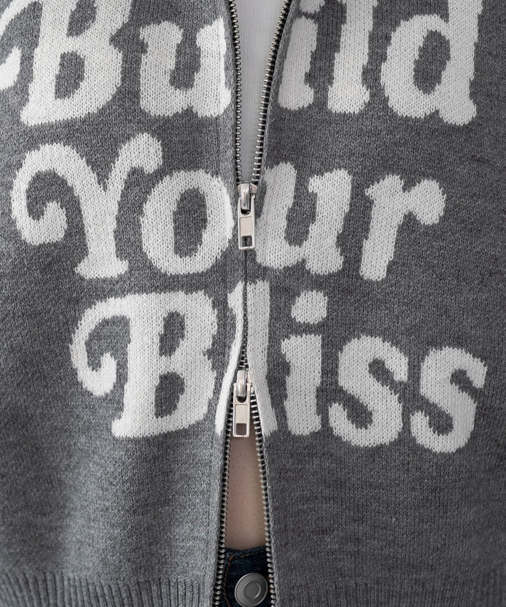 グラフィックジャガードニットZIPパーカー