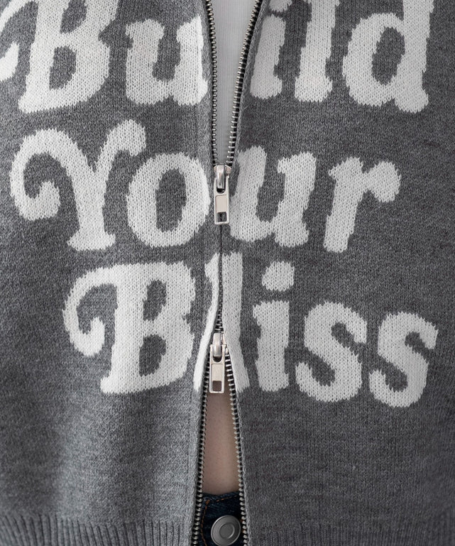 グラフィックジャガードニットZIPパーカー